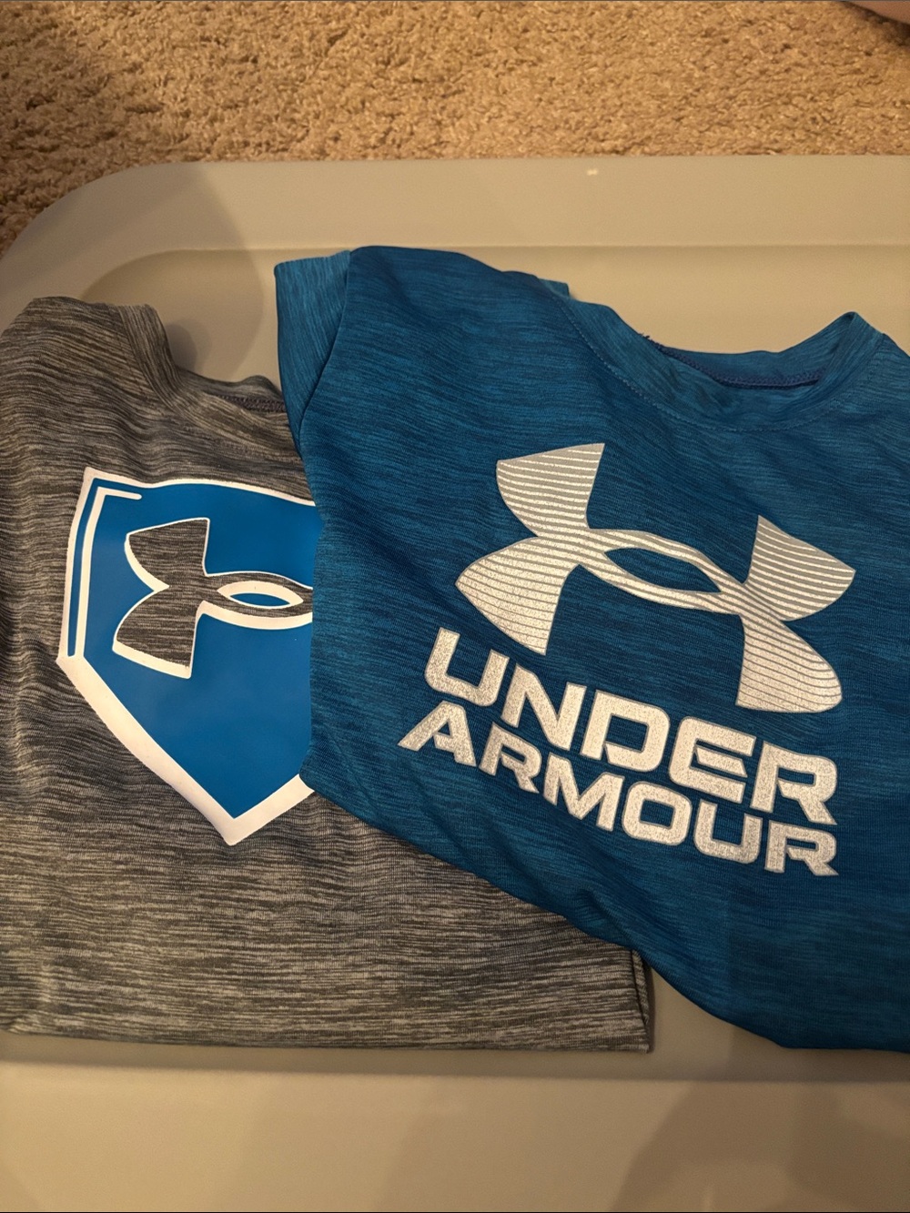 Under Armour Kids Blue & Gray Short Sleeve Logo Tees (2-Pack) size 7
